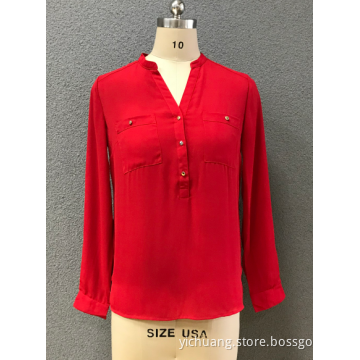 Red women's long sleeve blouse